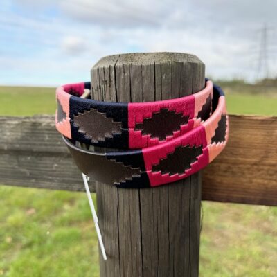 Leather Polo Belt - Pink & Grey Options